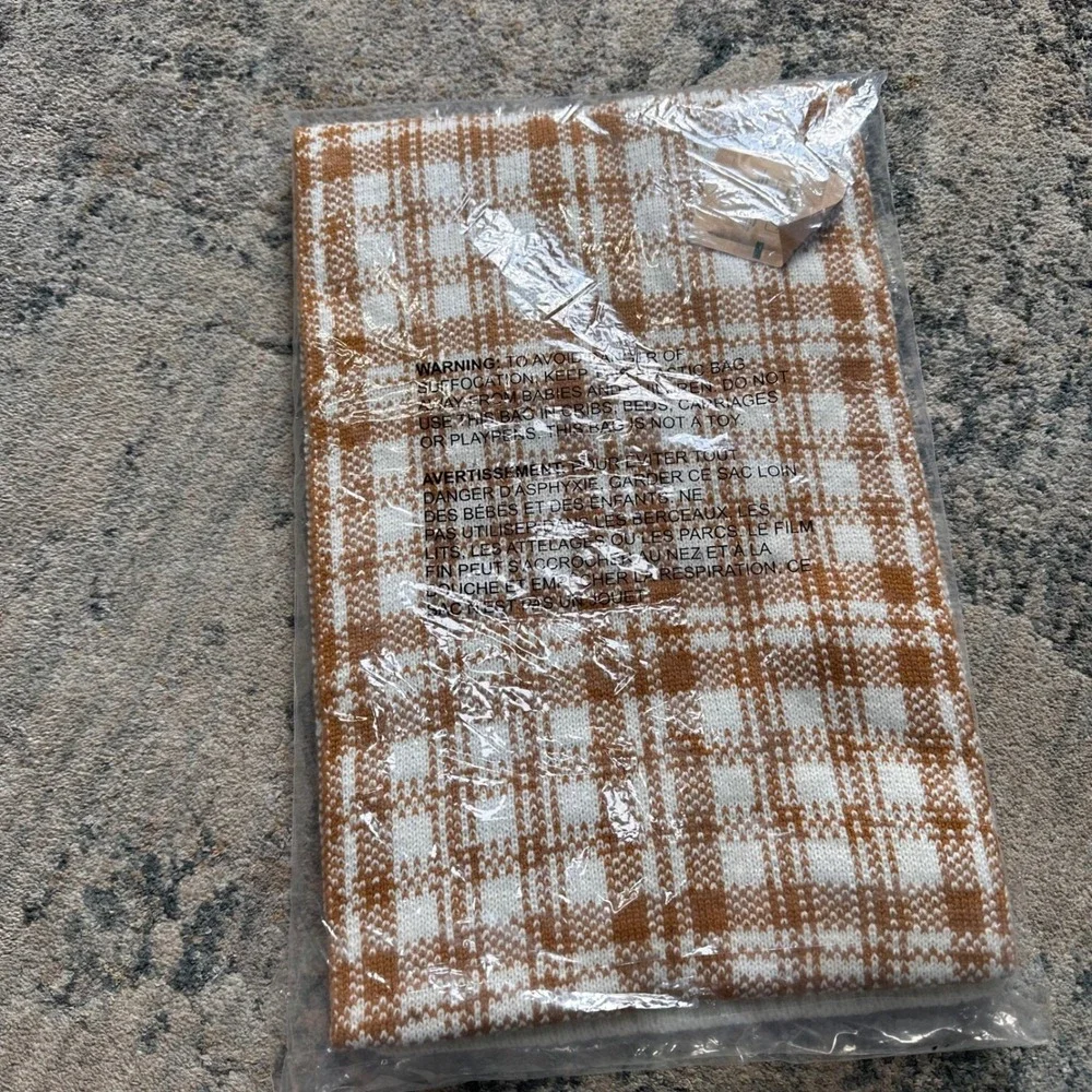 Timberland Buffalo Plaid Scarf Unisex OS Wheat White Knit Check T101808‎